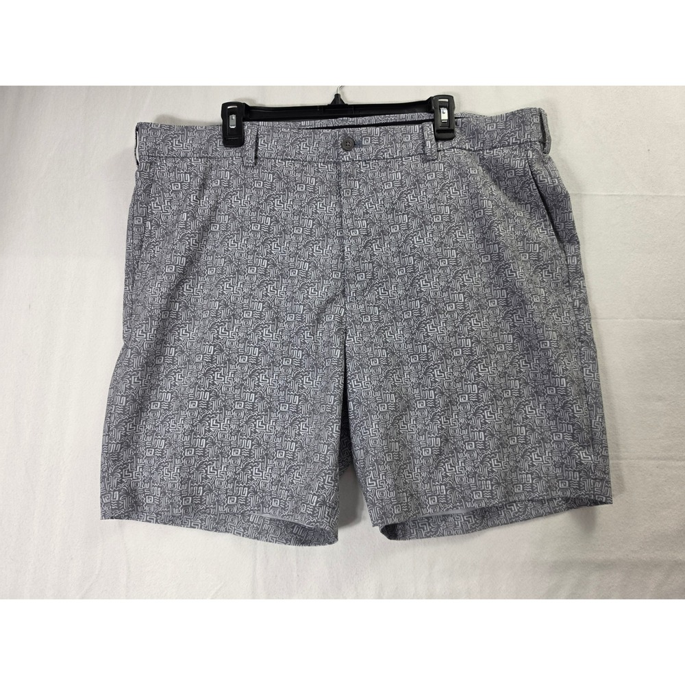 PGA Tour Mens Golf Shorts Grey White Geometric Palm Print Stretch Size 42